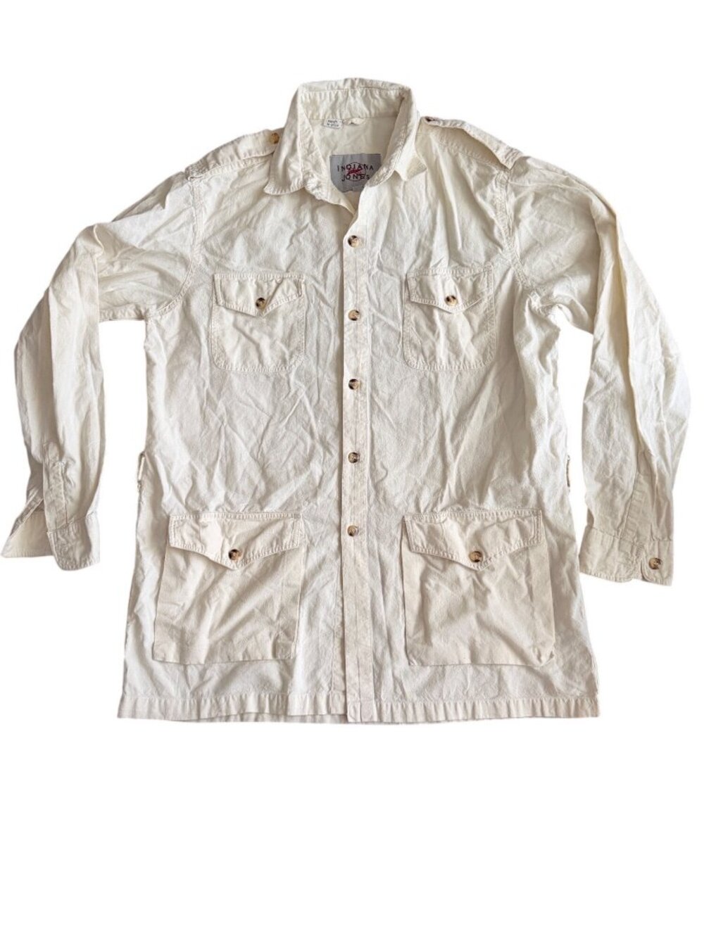 Indiana Jones Beige Safari Jacket With Button Front & Pockets Size M